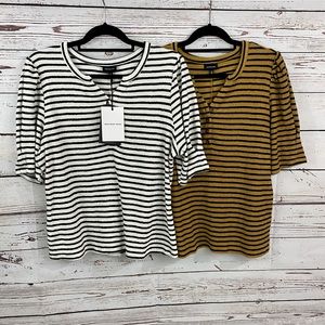 Who What Wear 2 striped Henley thermal shirts
